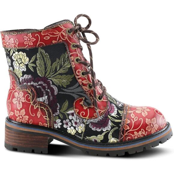 L'Artiste by Spring Step Womens Fantastic Leather Combi Bootie -- Red Multi NEW - Picture 3 of 7